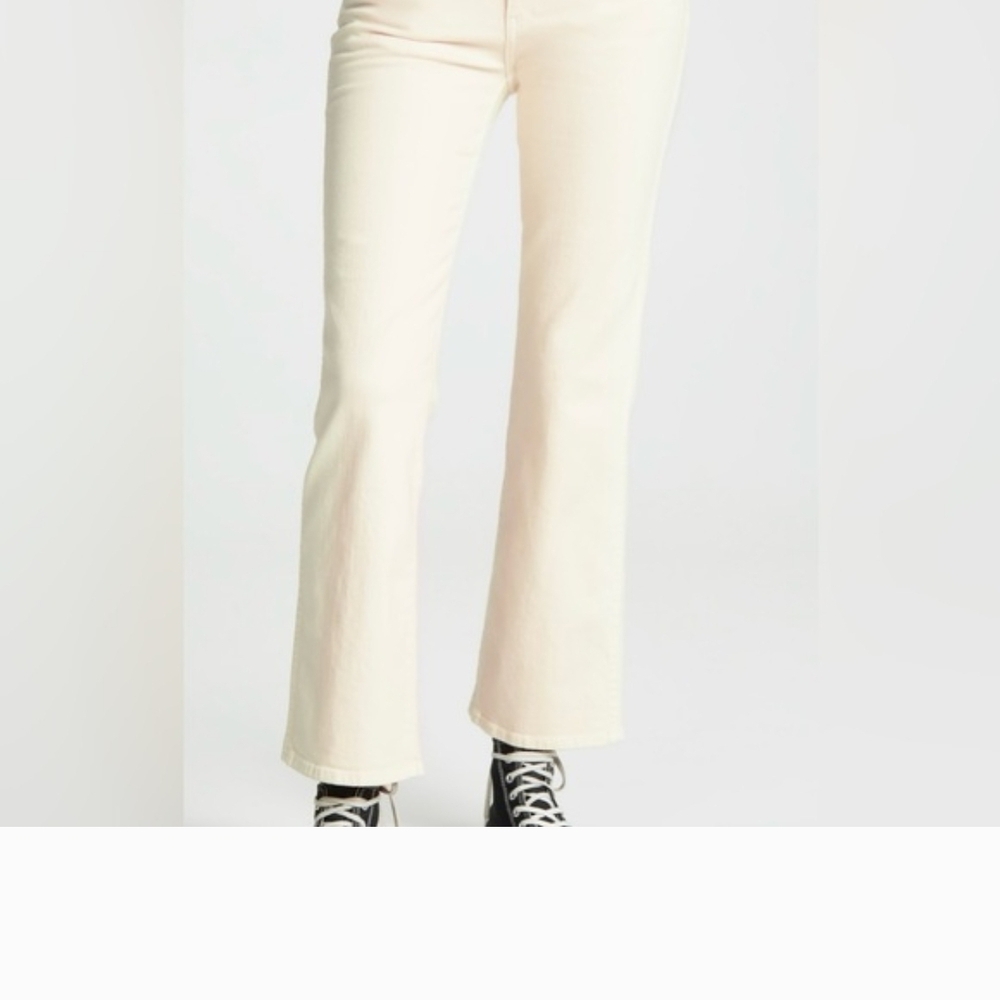 KHAITE Ivory Denim with Black and Gold Button.